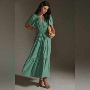 Anthropologie Somerset Maxi Dress Linen Edition | Sage Green | Size Small | NWOT